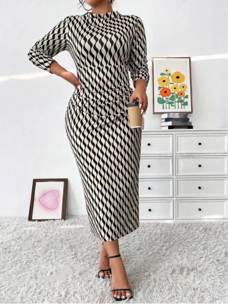 Plus Size Women sexy long-sleeved dress 4