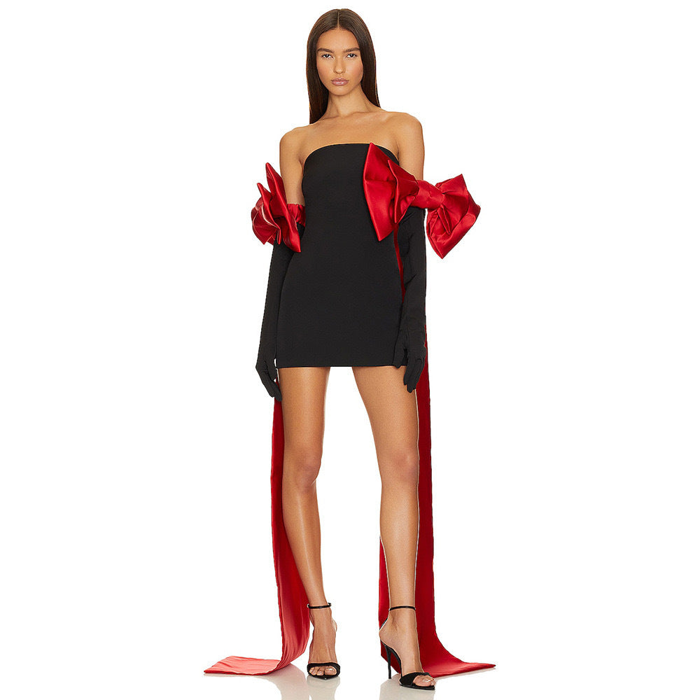 Women sexy off-shoulder bow party dress