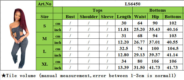 Women sexy irregular Top and Pants two-piece set 8
