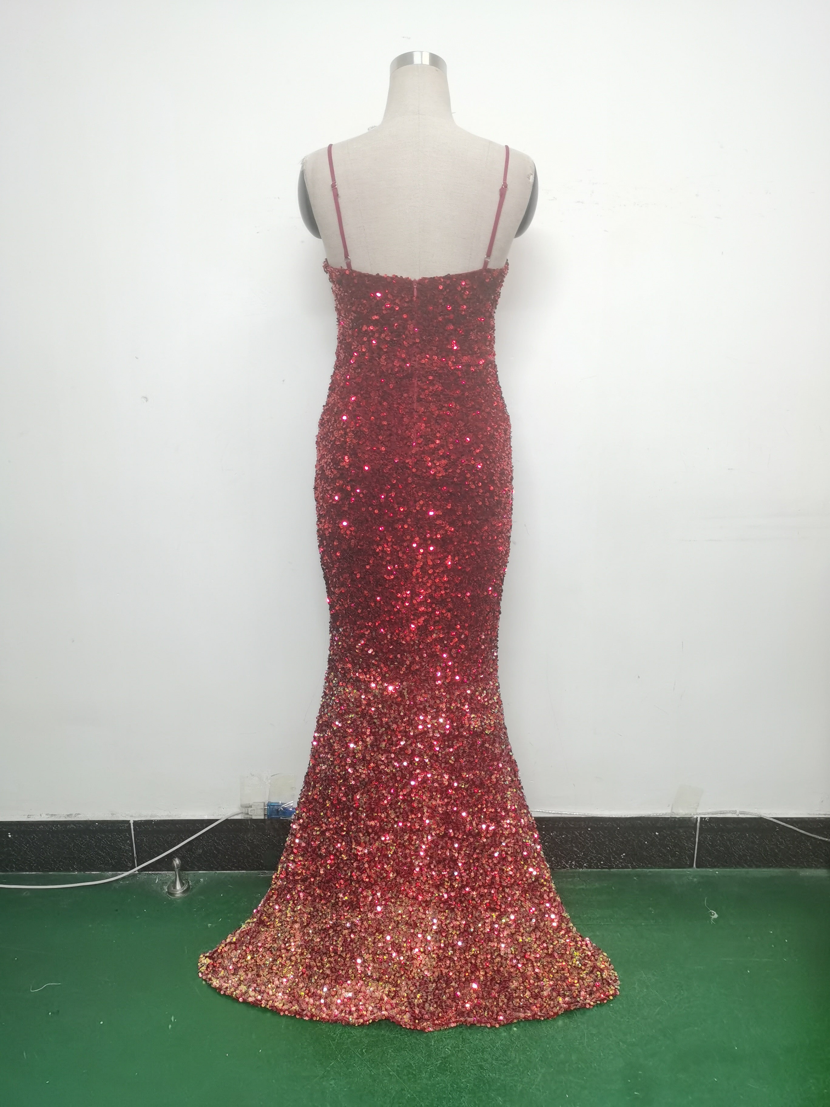 Gradient Sequins Sexy Strap Evening Dress 23