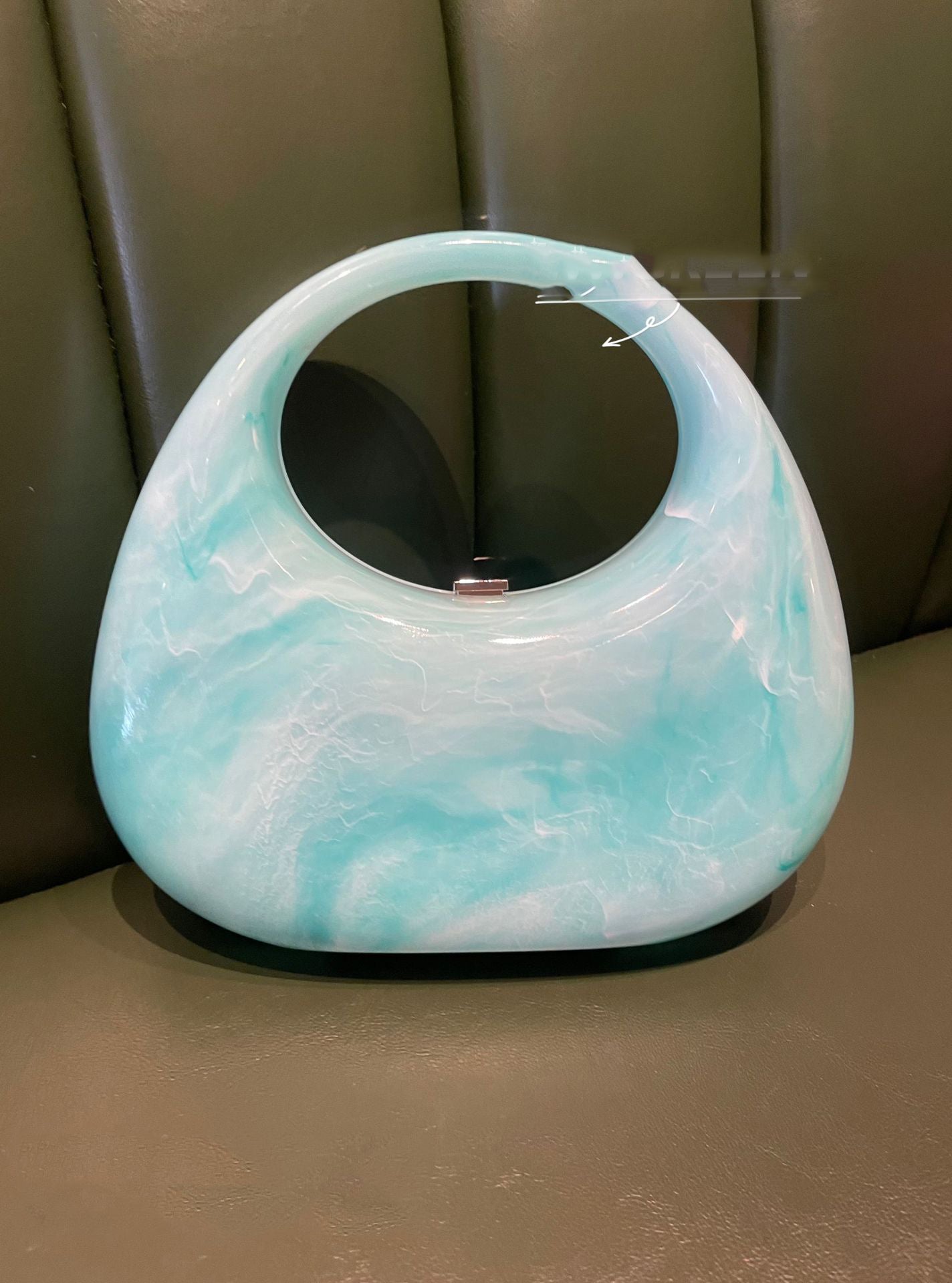 Watercolor Ice Cracked Acrylic Box Women's  Handbag 5