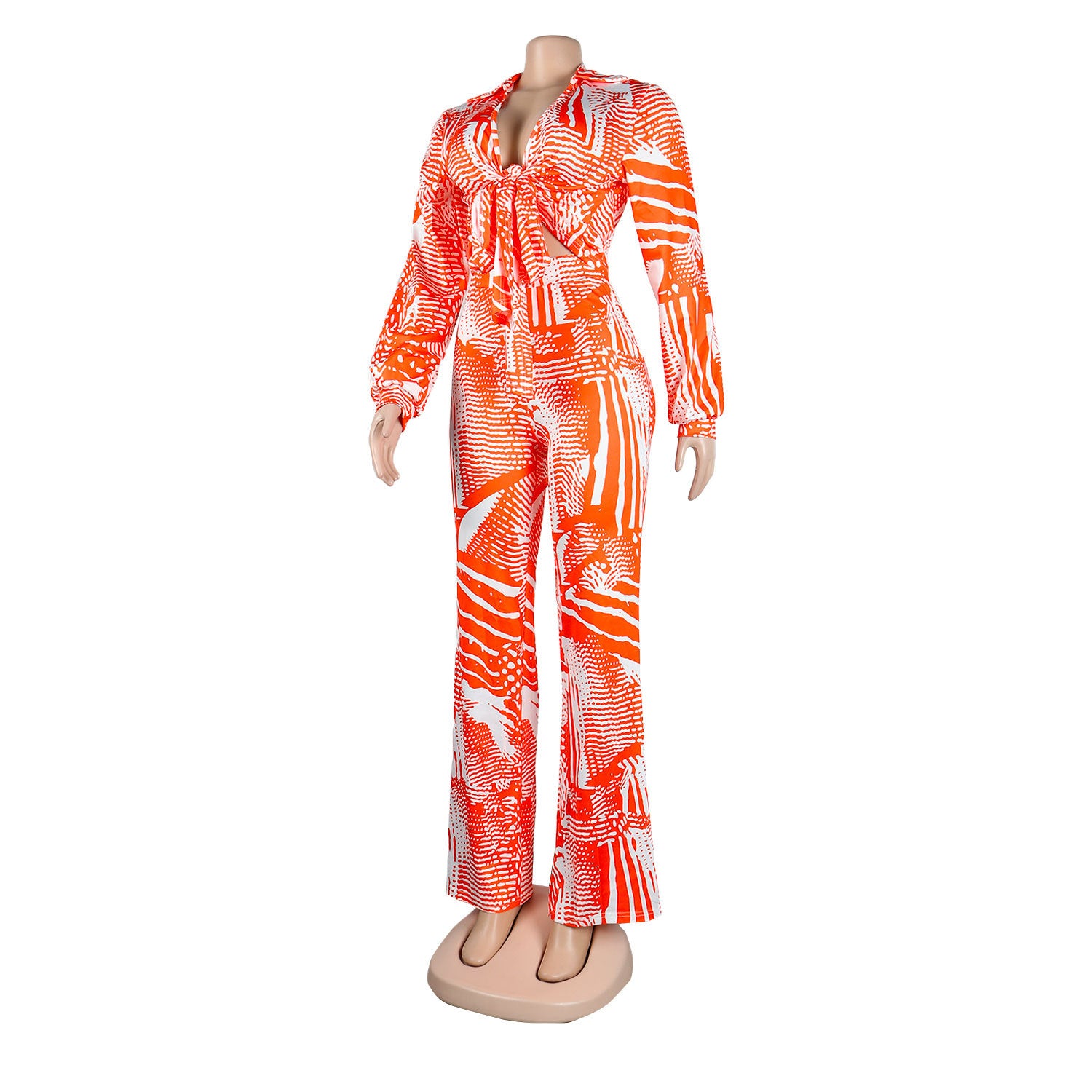 Sexy Printed Nightclub Lace-Up Two-Piece Pants Set 20