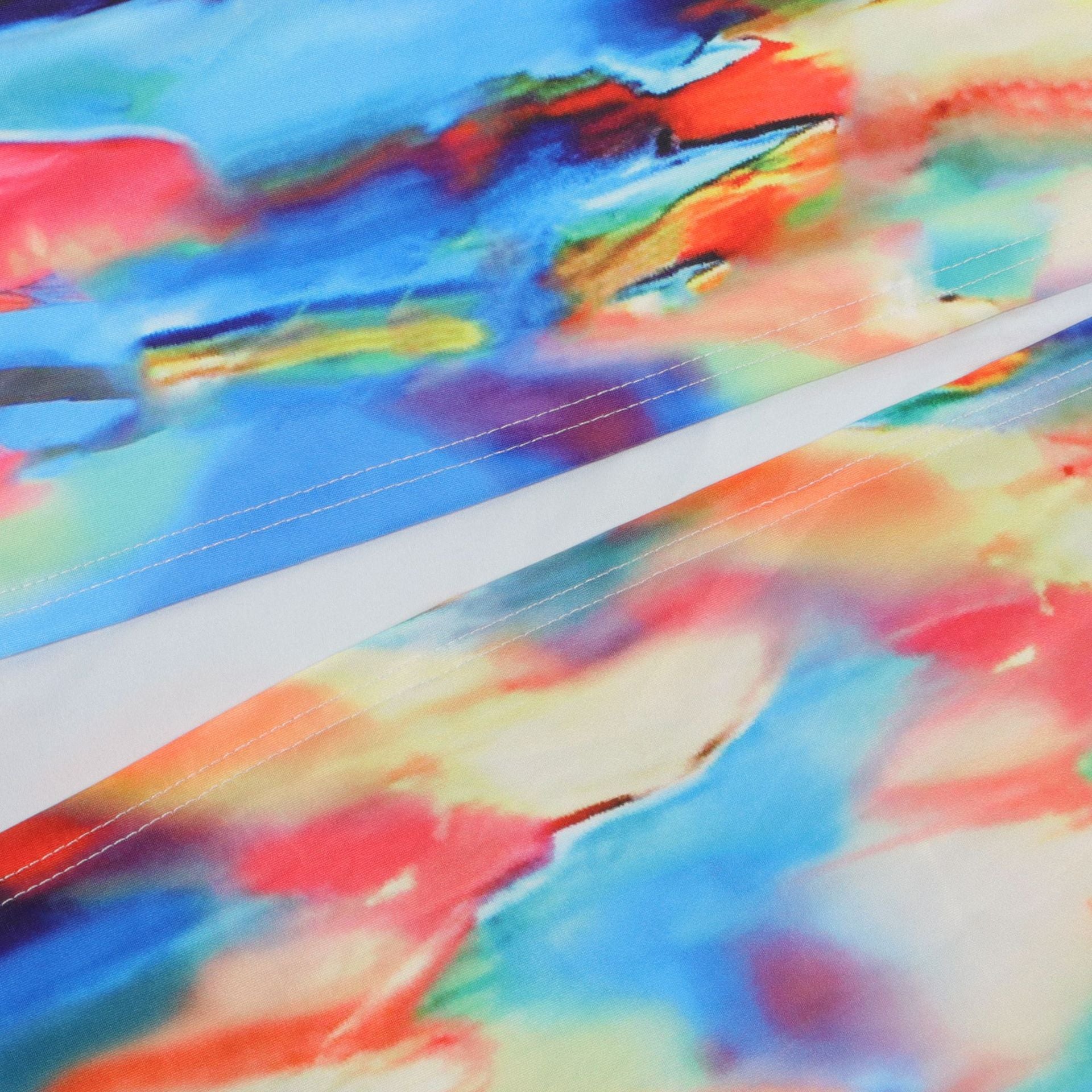 Women Print Cutout Halter Neck Lace-Up Slit Dress 22