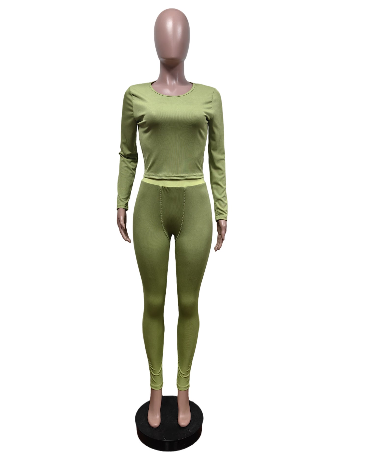 Ribbed Elastic Yoga Sports Women's Tight Slim Two Piece Pants Set 5