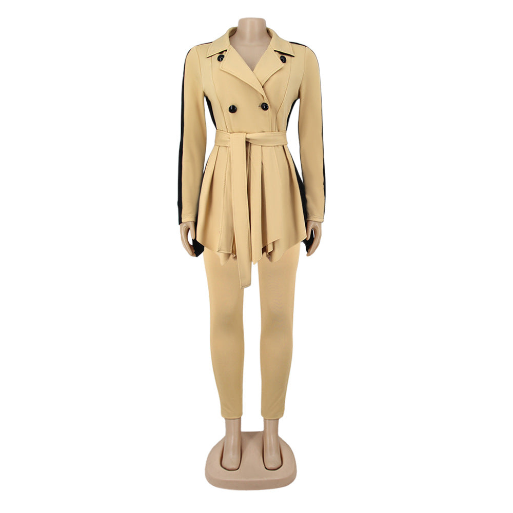 Women Color Block Long Sleeve Jacket and Pant Casual Two Piece Set 29