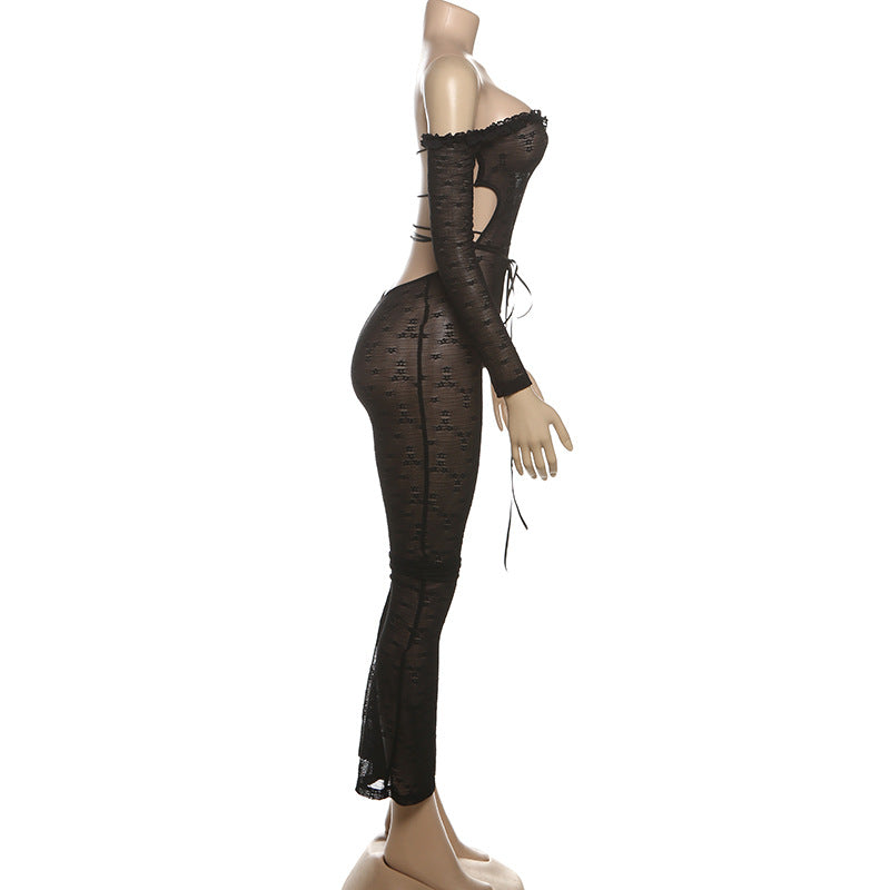 Women Fall Lace See-Through Sexy Jumpsuit 7