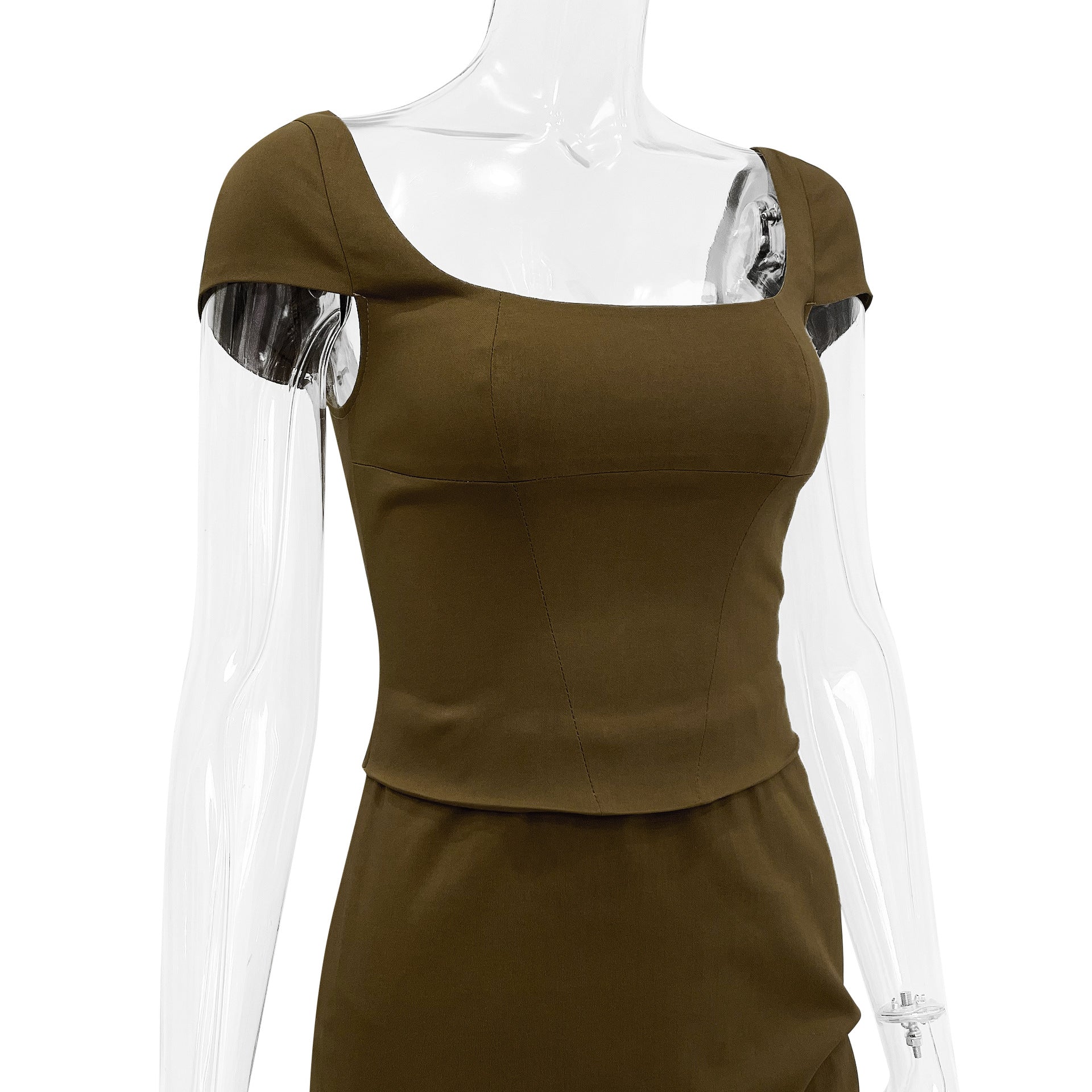 Women Square Neck Backless French Bodycon Dress 13