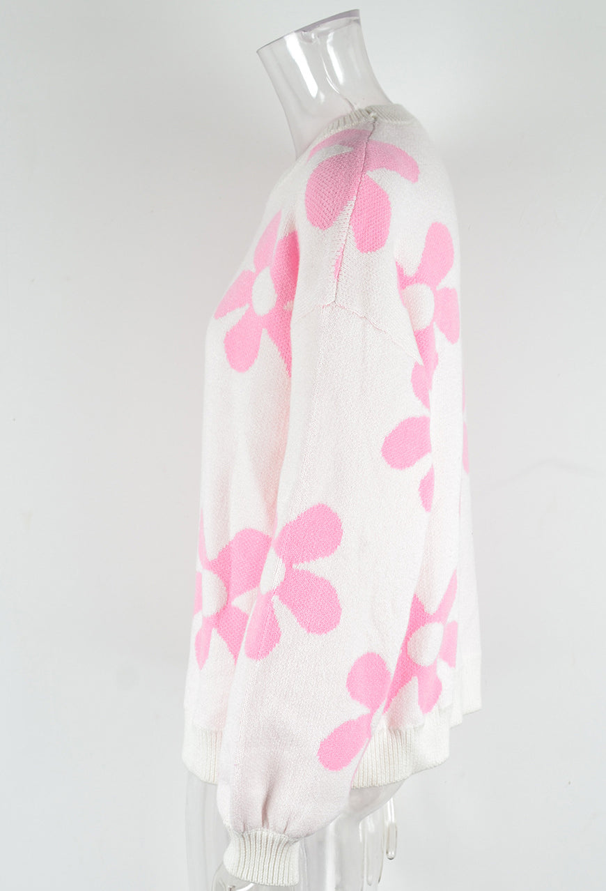 Autumn and winter women's printed sweater pullover flower plus size sweater 17