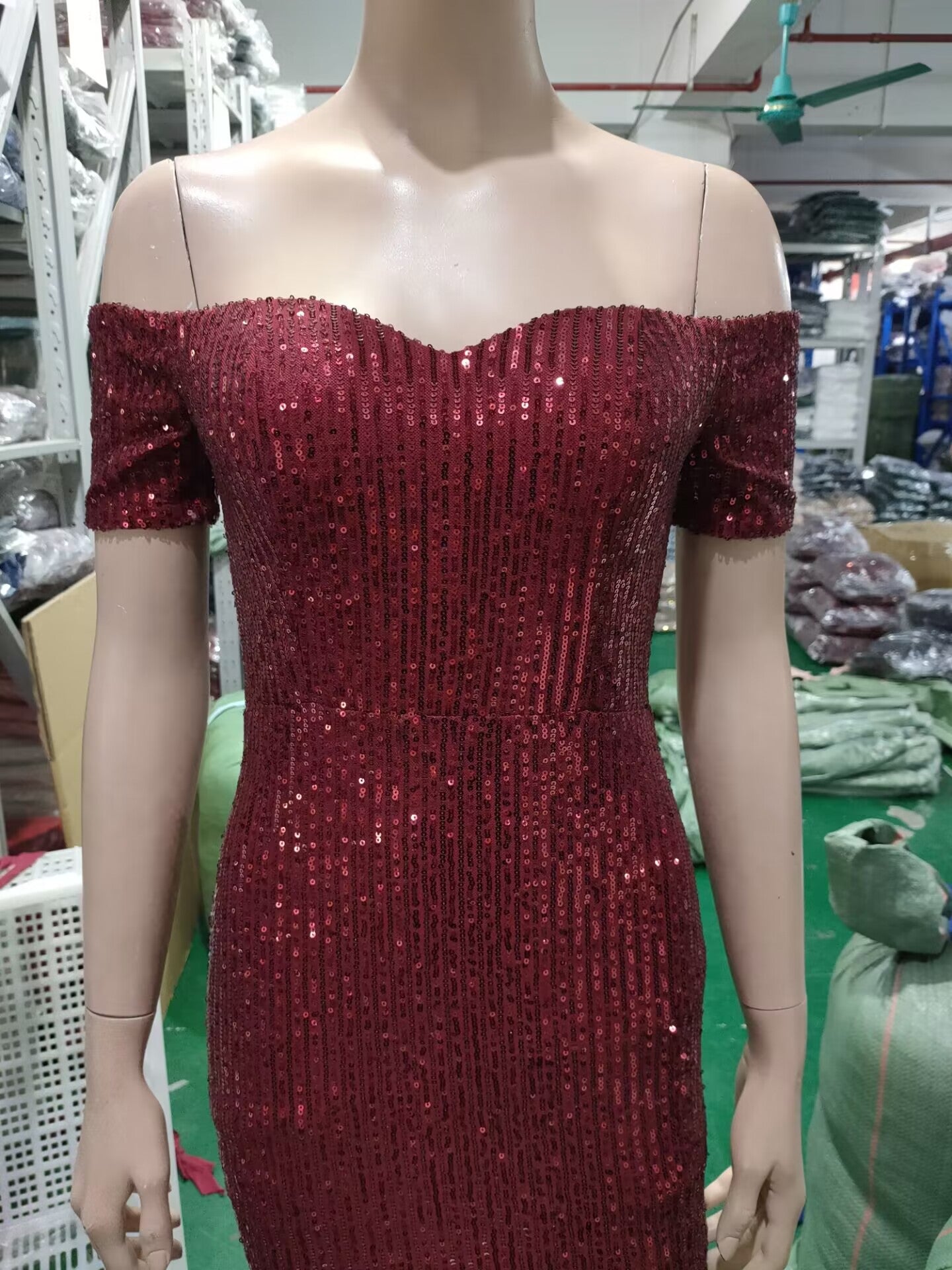 Sexy Off Shoulder Sequin Fishtail Long Dress Mermaid Evening Dress 17