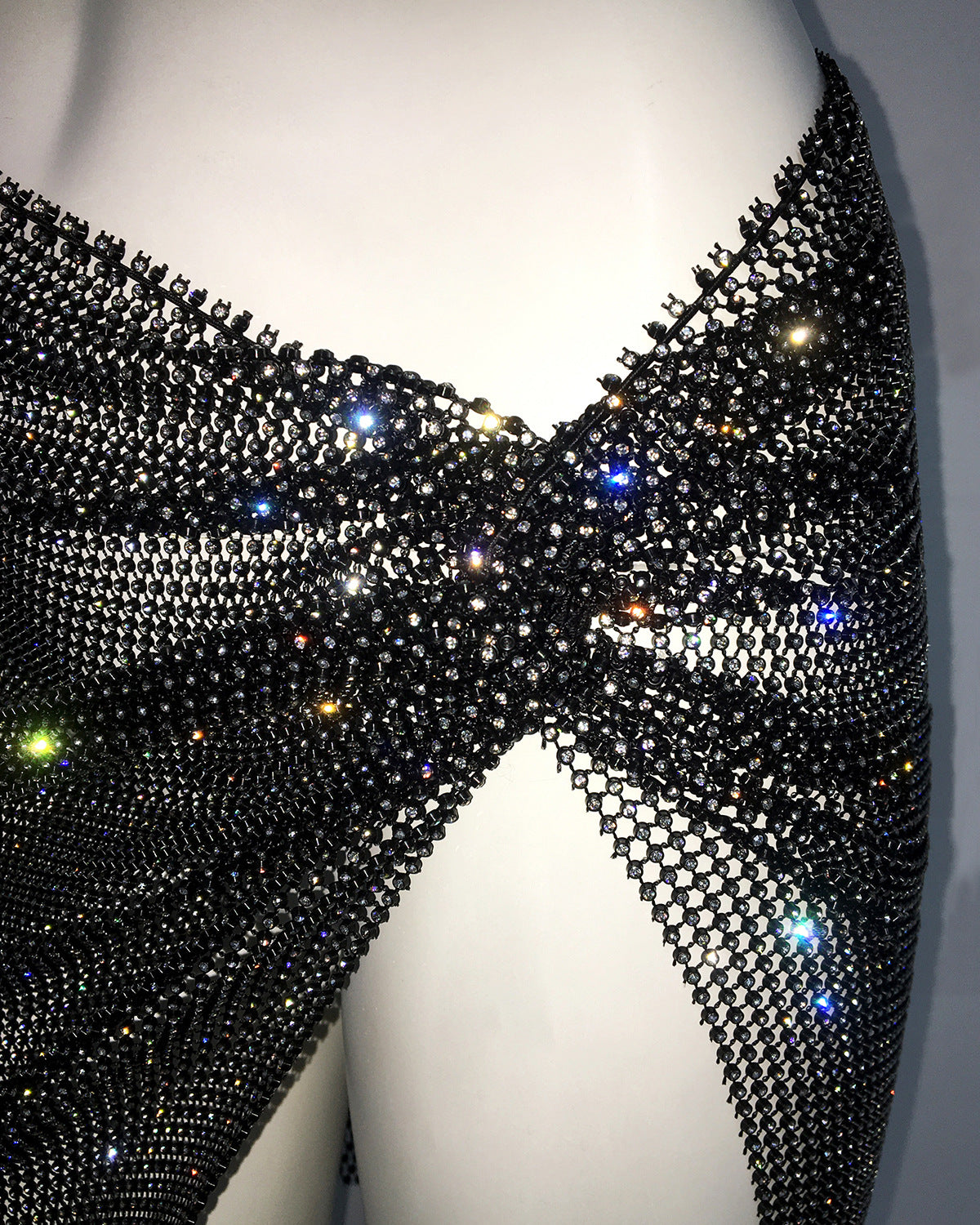 Women spring summer fishnet rhinestone strechy sexy slit mini dress 14