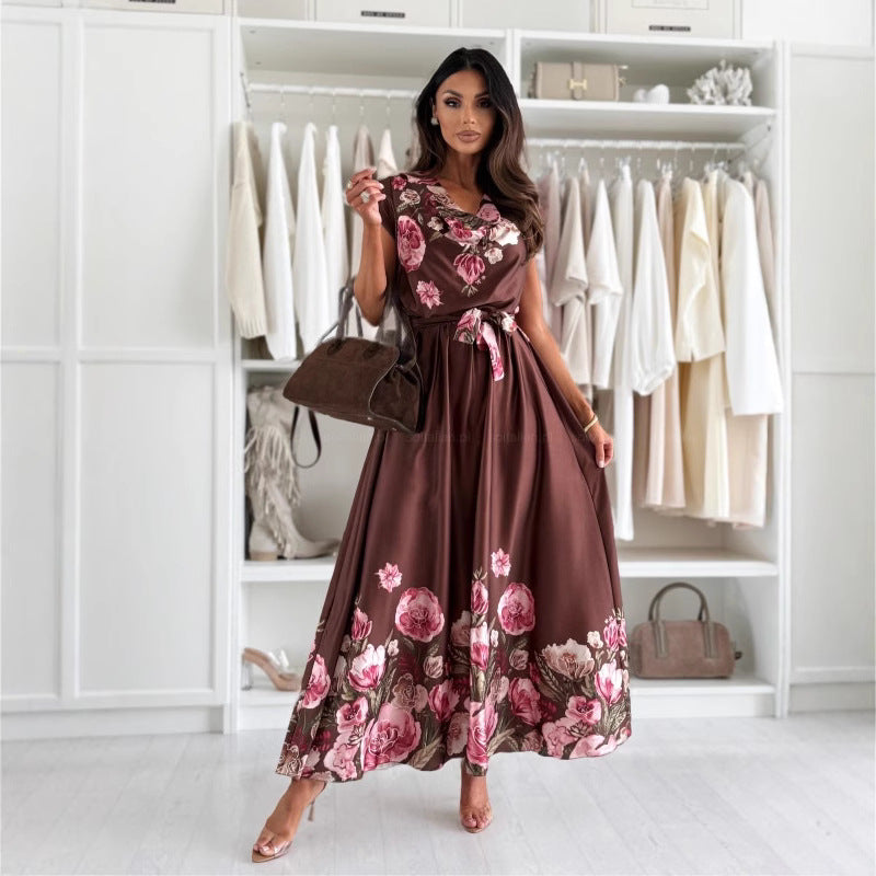 Women Print Lace-Up Dress 5