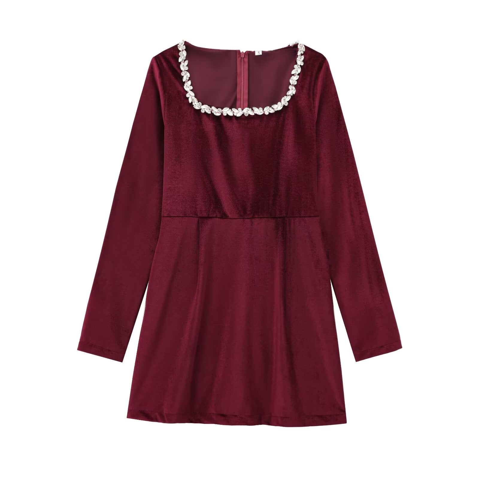 WomenŸ??s Formal Fashion Velvet Diamond-Embellished Mini Dress 12