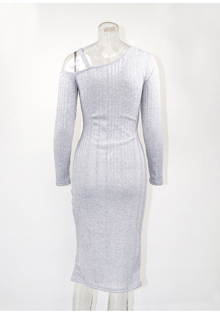 Irregular Strapless Dress Sexy Slim Waist Pleated Bodycon Dress 6