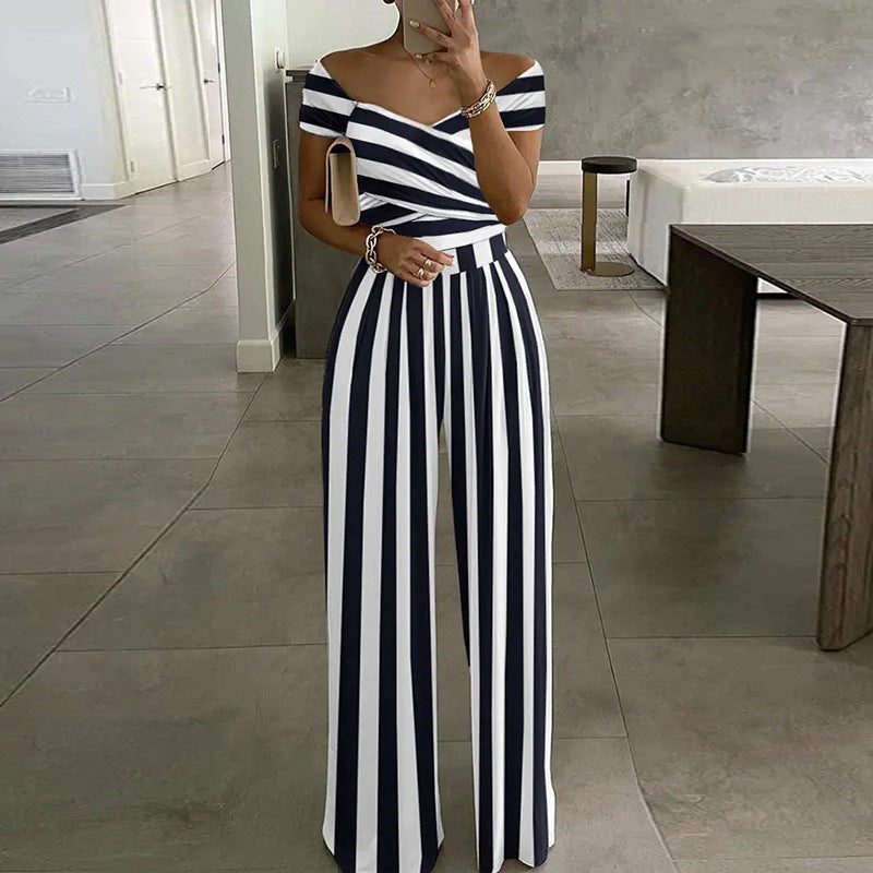 Summer Women's Fashion Chic Trendy Printed Wide Leg Jumpsuit 16
