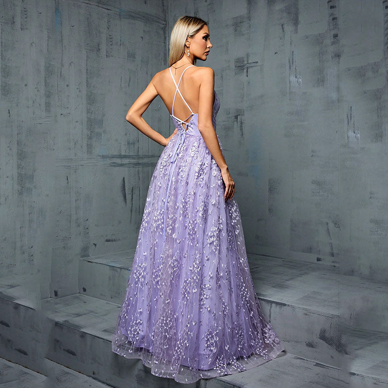 Women Evening Dress with Heavy Lace Mesh Sequin Strapless Dress（Processing time need 3-6 days） 3