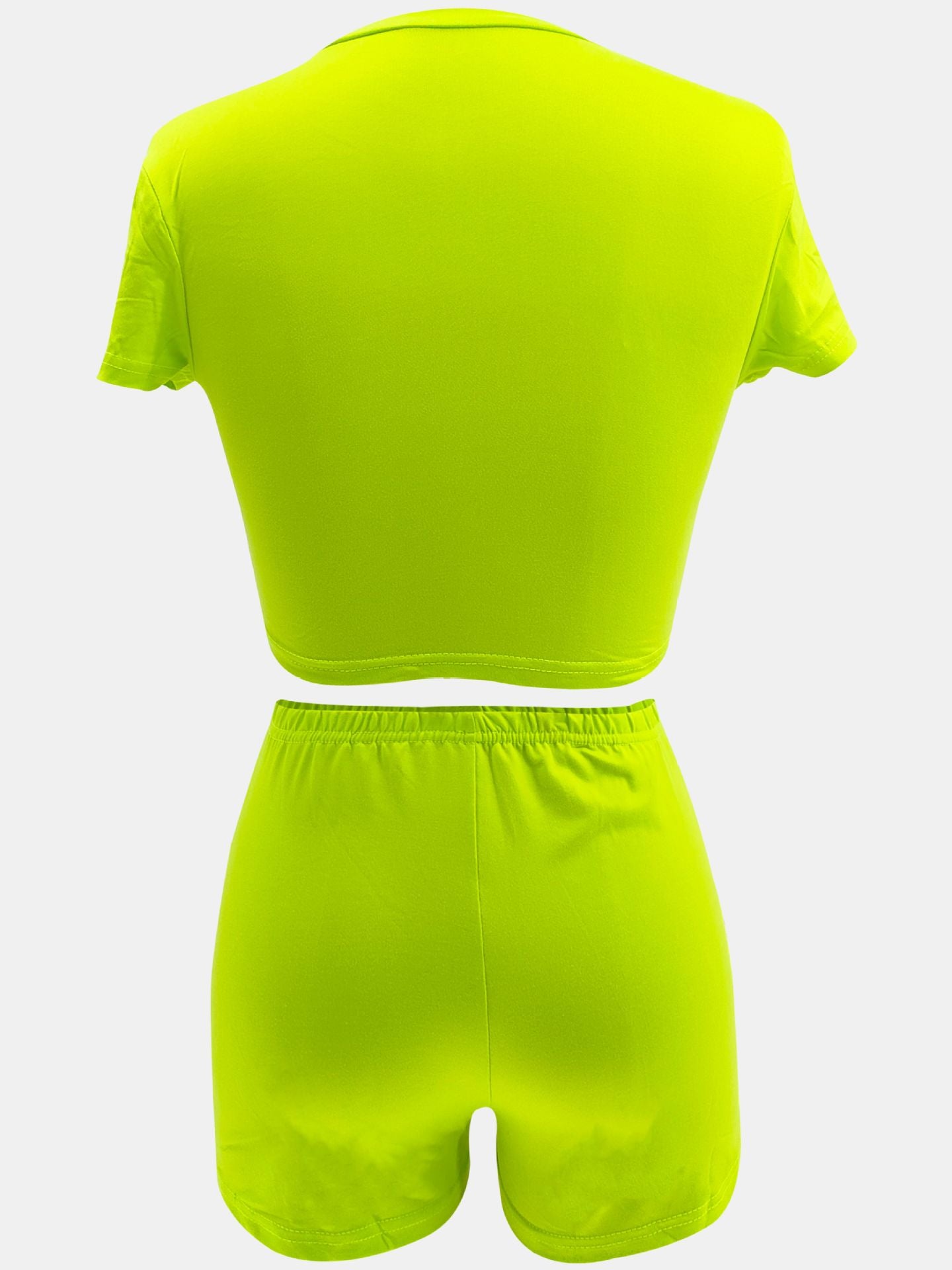 Women Summer Solid Crop Top Shorts Two-Piece Set 60