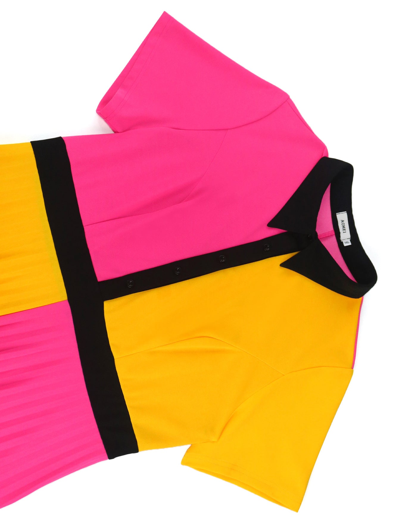 Summer Contrast color high waist pleated party Dress 7