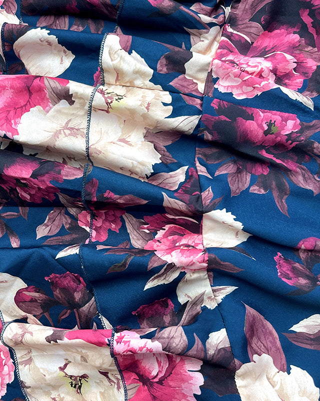 Women Beach Edge Holidays Printed Suspender Top Cascading Ruffles Skirt Two-Piece Set 19