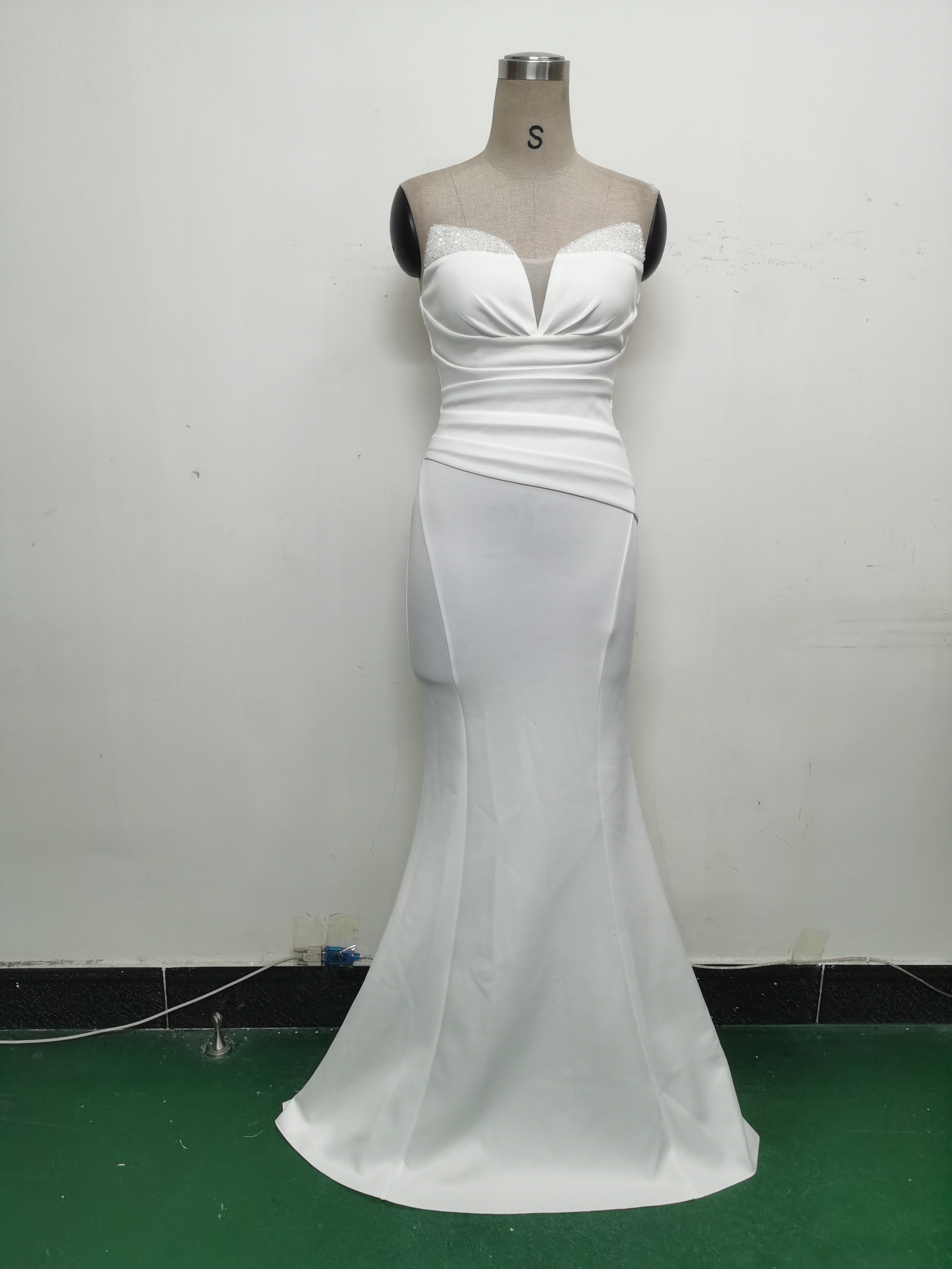 Women Satin Beaded Evening Dress 22