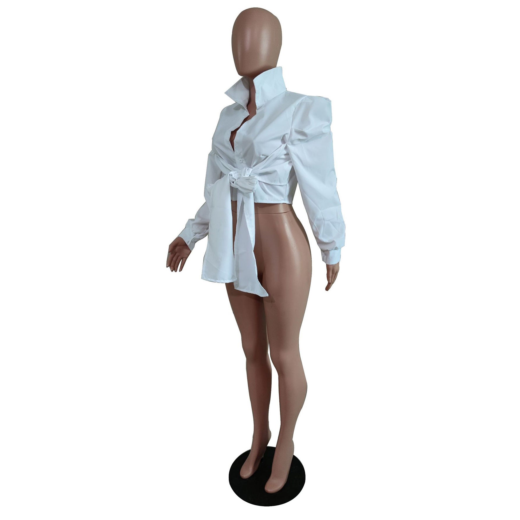 Women's Sexy Lace-Up Padded Shoulder Shirt 13