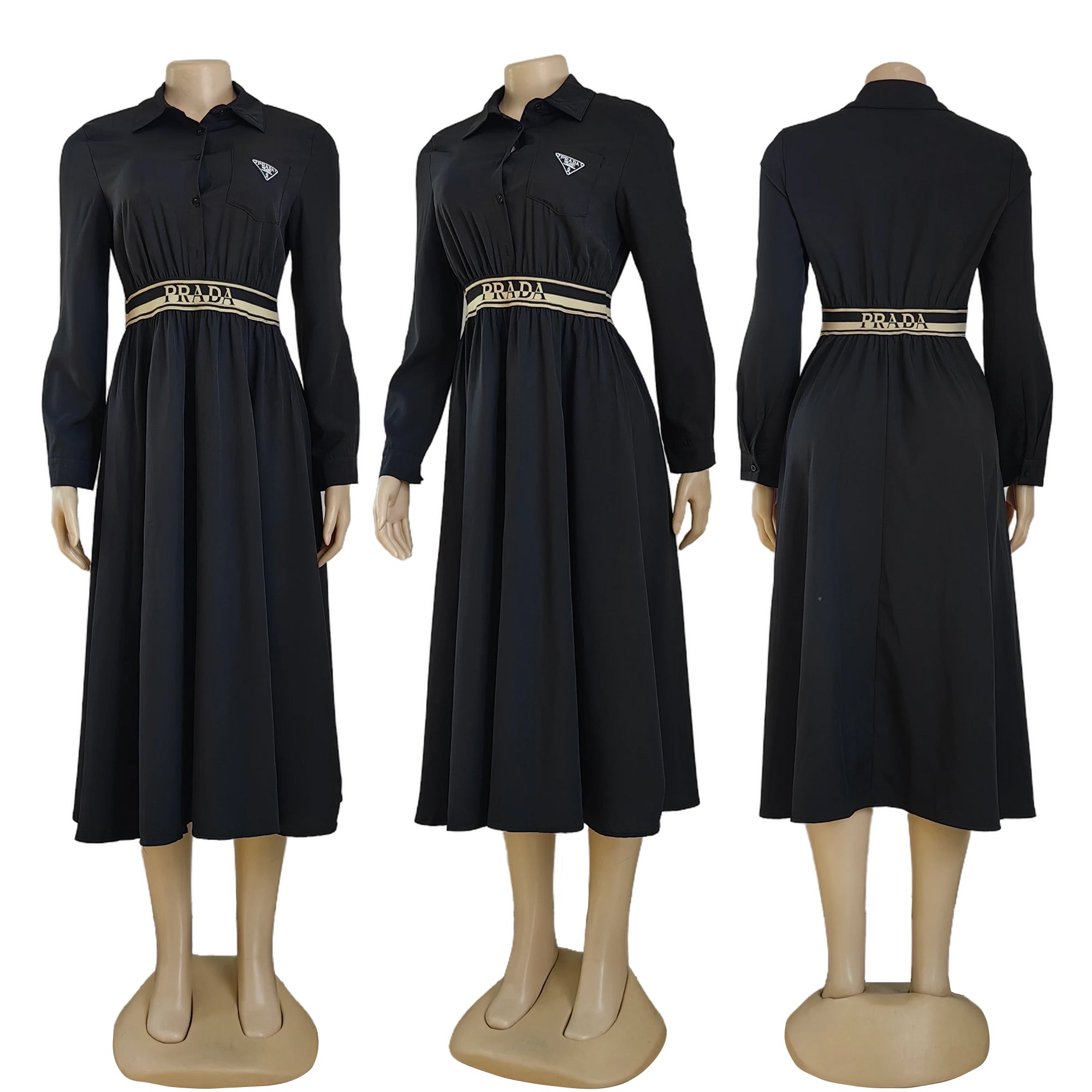 Women Autumn and Winter Elegant Shirt Dress (with Pockets) 7