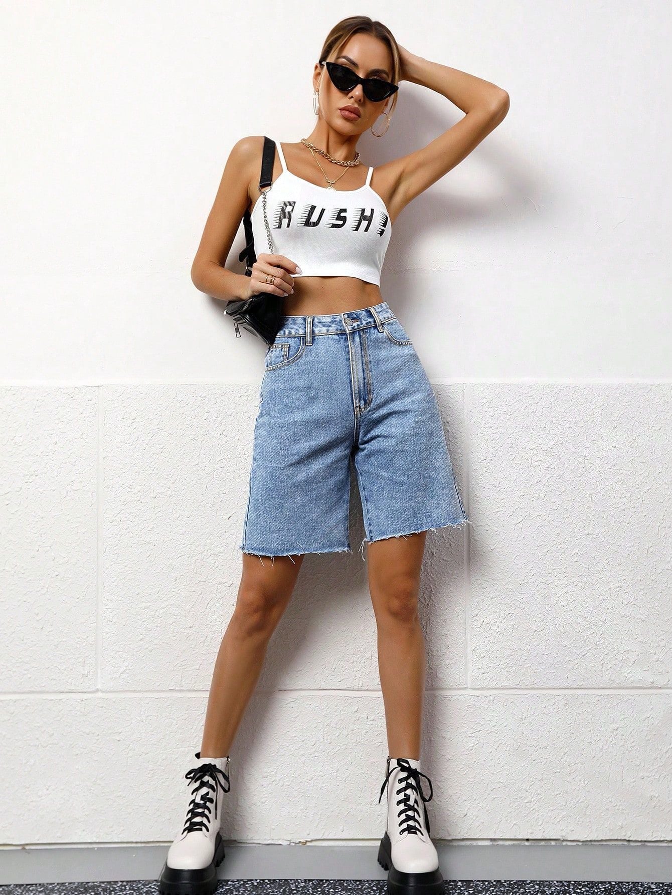 Women Casual Washed Denim Shorts 3