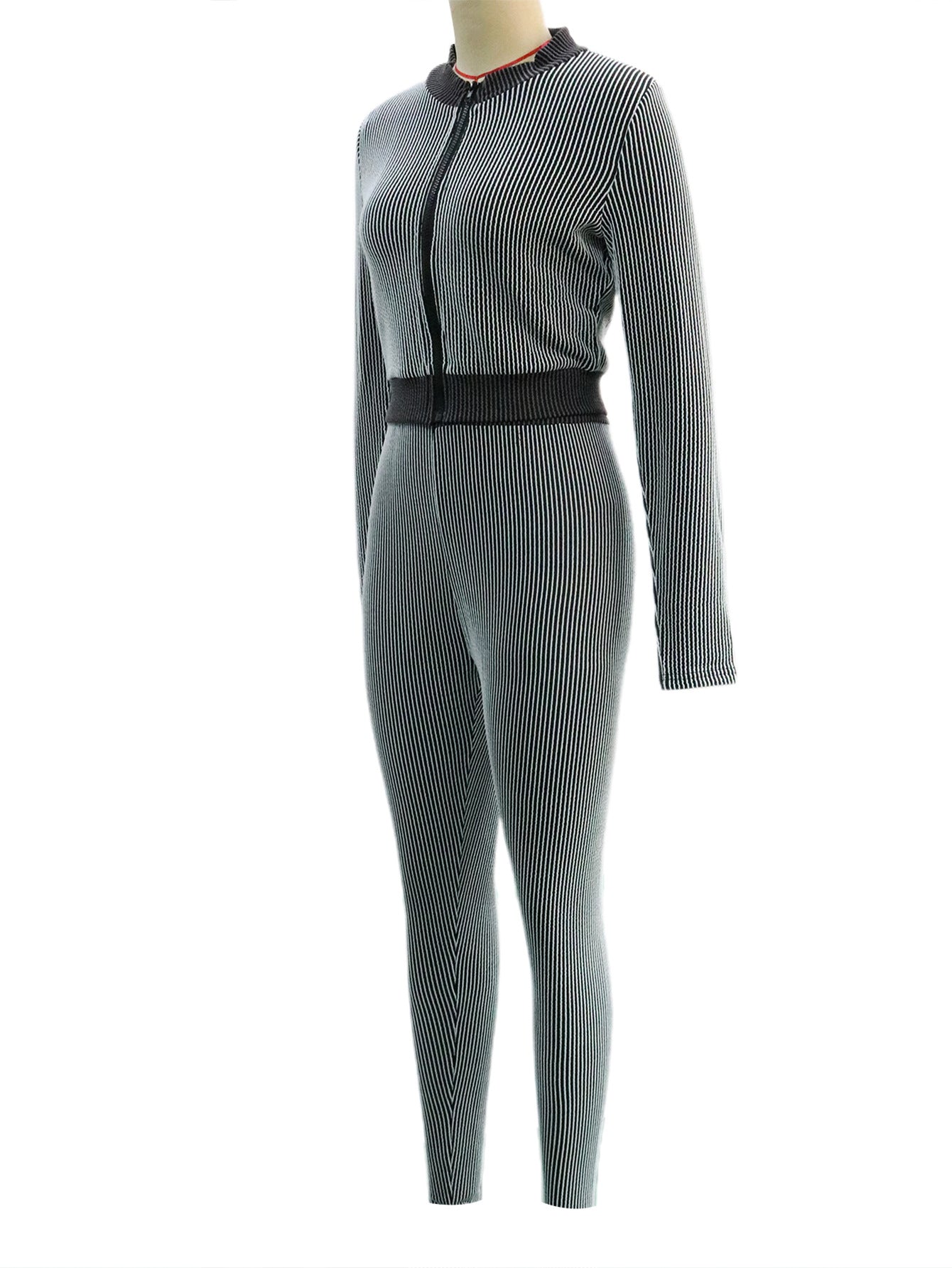 Fashion Casual Sportswear Set Women's Long-Sleeve Zip-Up Slim Fit Two-Piece Pants Set 6