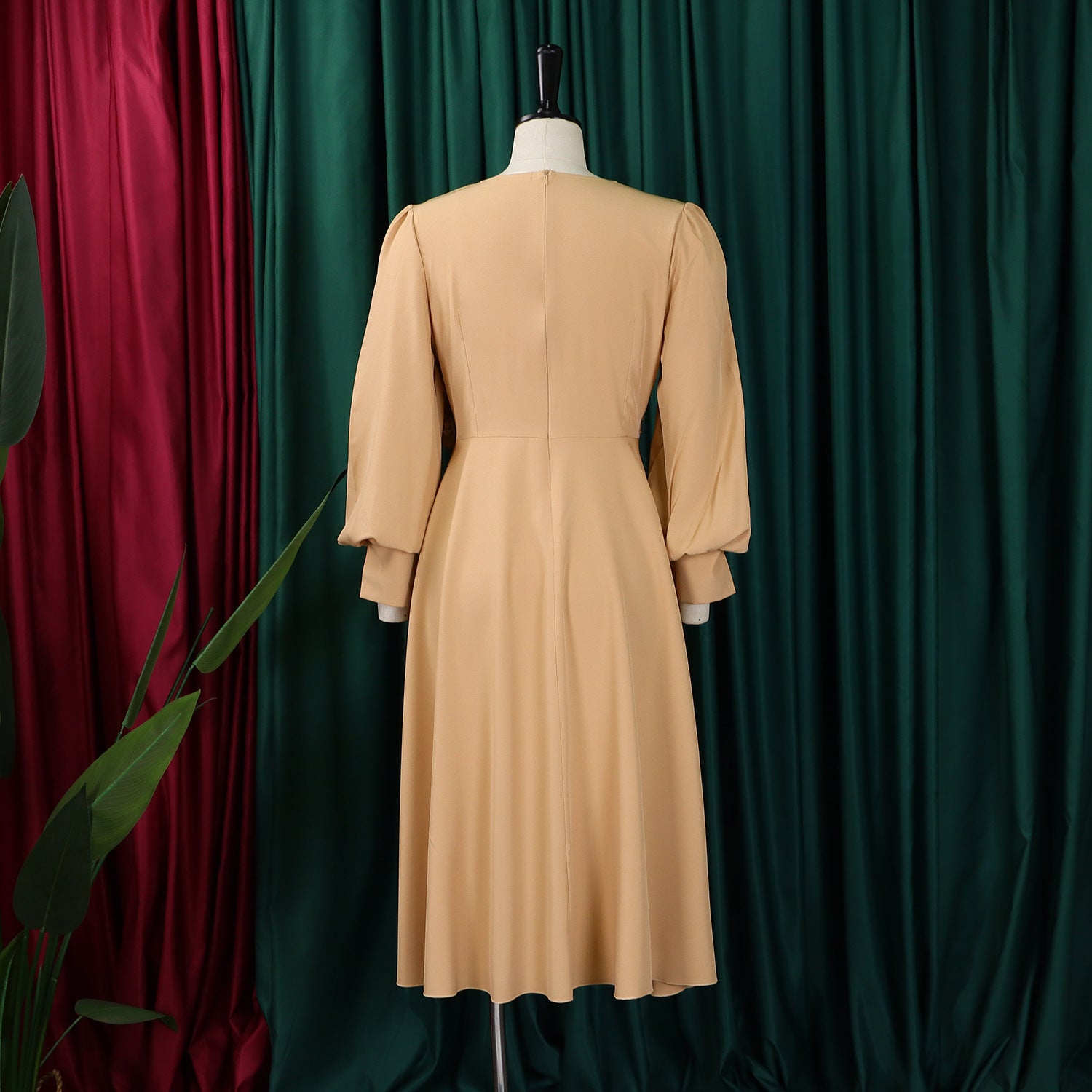 Plus Size Spring Elegant Solid Dress for Women 21