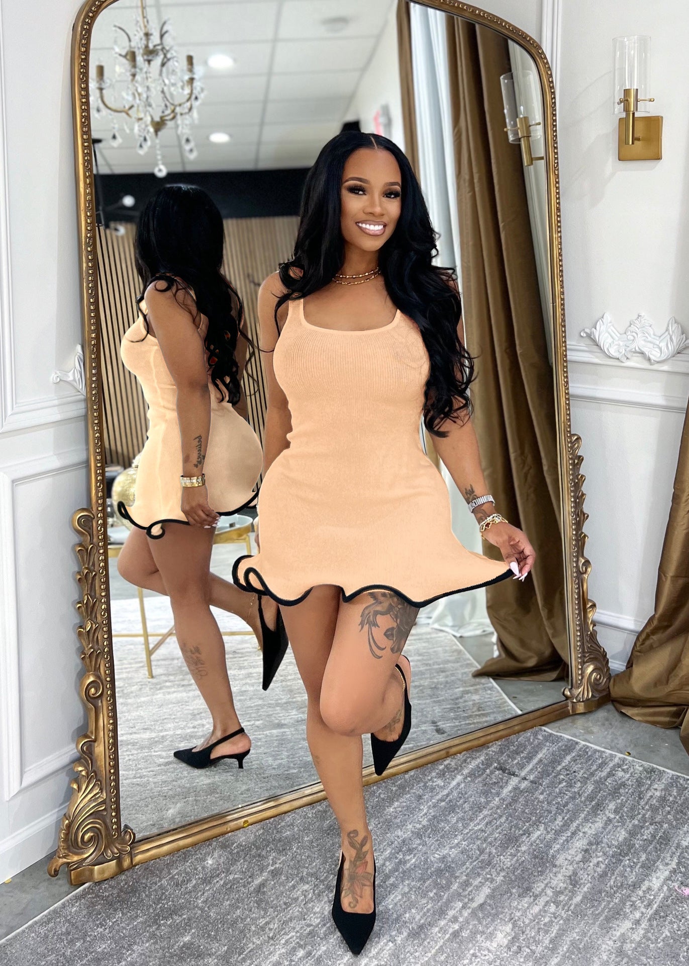 Women's Summer Wave Hem Slim Tank Dress 6