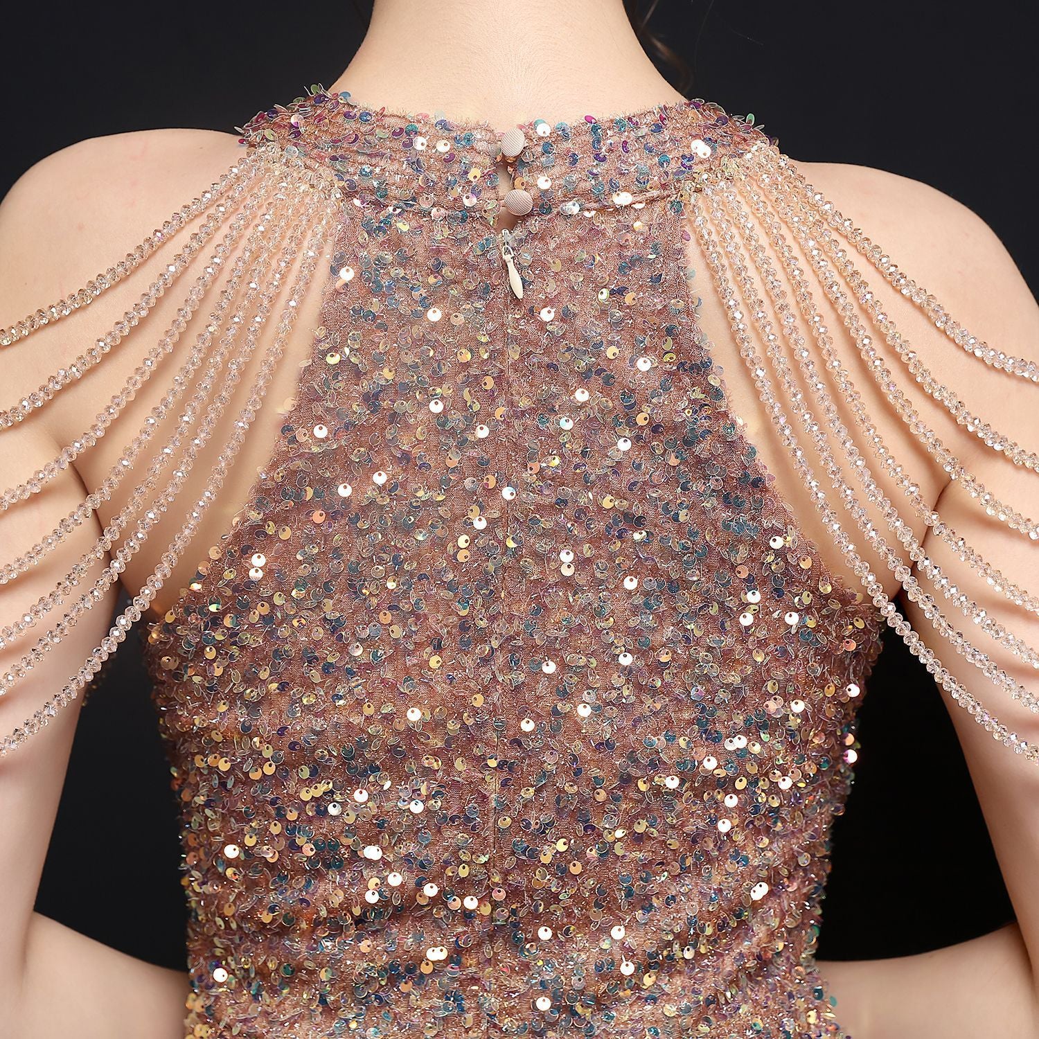 Summer sequin string shoulder midi elegant party dress 29