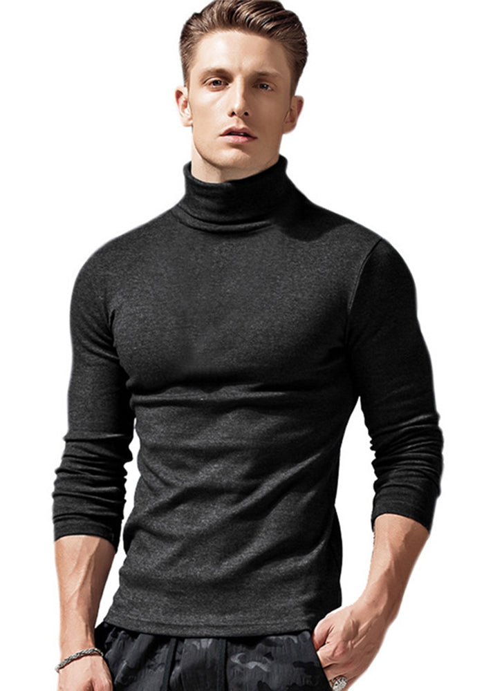 Men's Fall and Winter Turtleneck Basic Long Sleeve T-Shirt