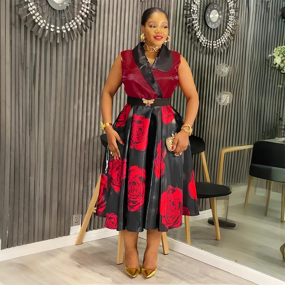 Plus Size Women's African Sleeveless Summer Sexy Print Dress 3