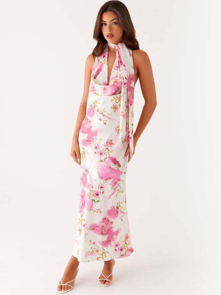 Women Sexy Printed Backless Sleeveless Dress 6