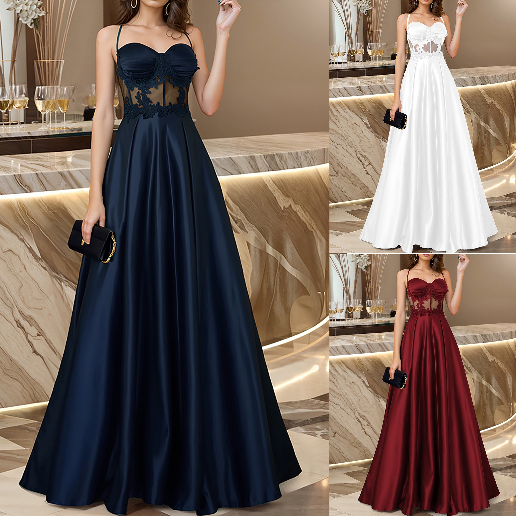Elegant Strapless Floor-Length Gown Formal Party Chic Evening Dress 8