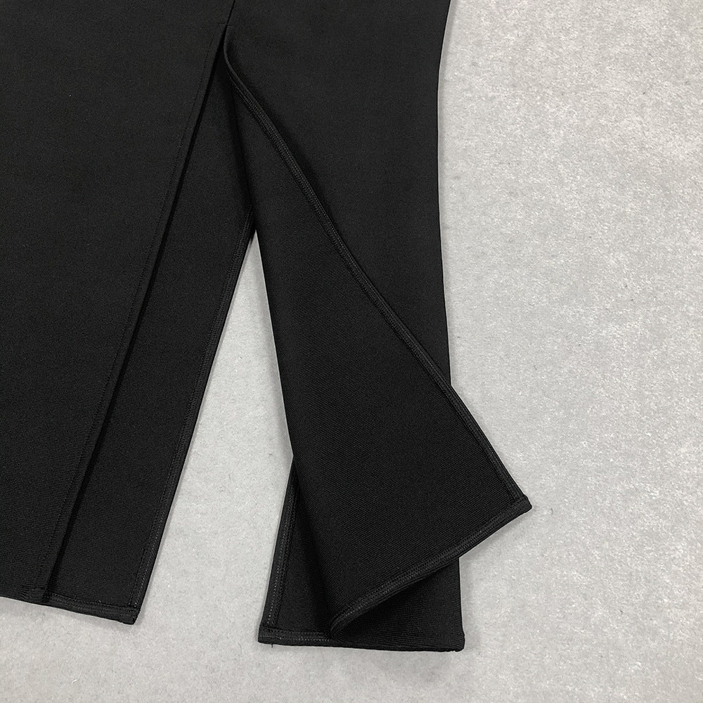 Beaded Strap Slim High Slit Formal Party Evening Dress 11