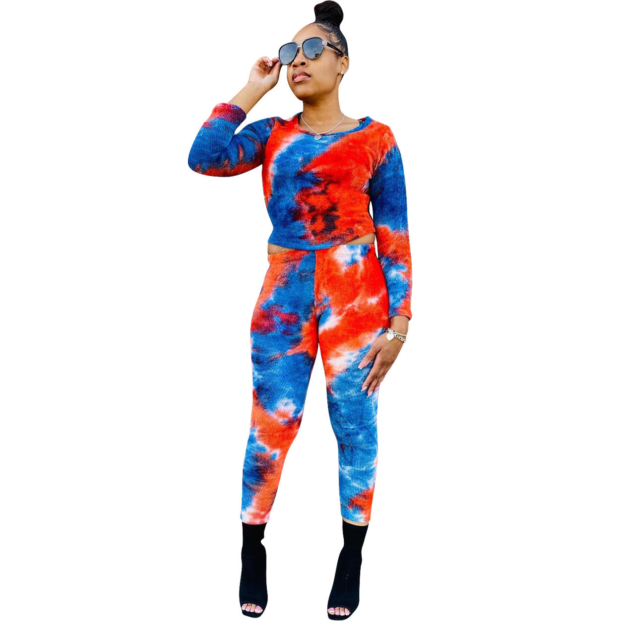 Ladies Print Top and Pant Two Piece 5