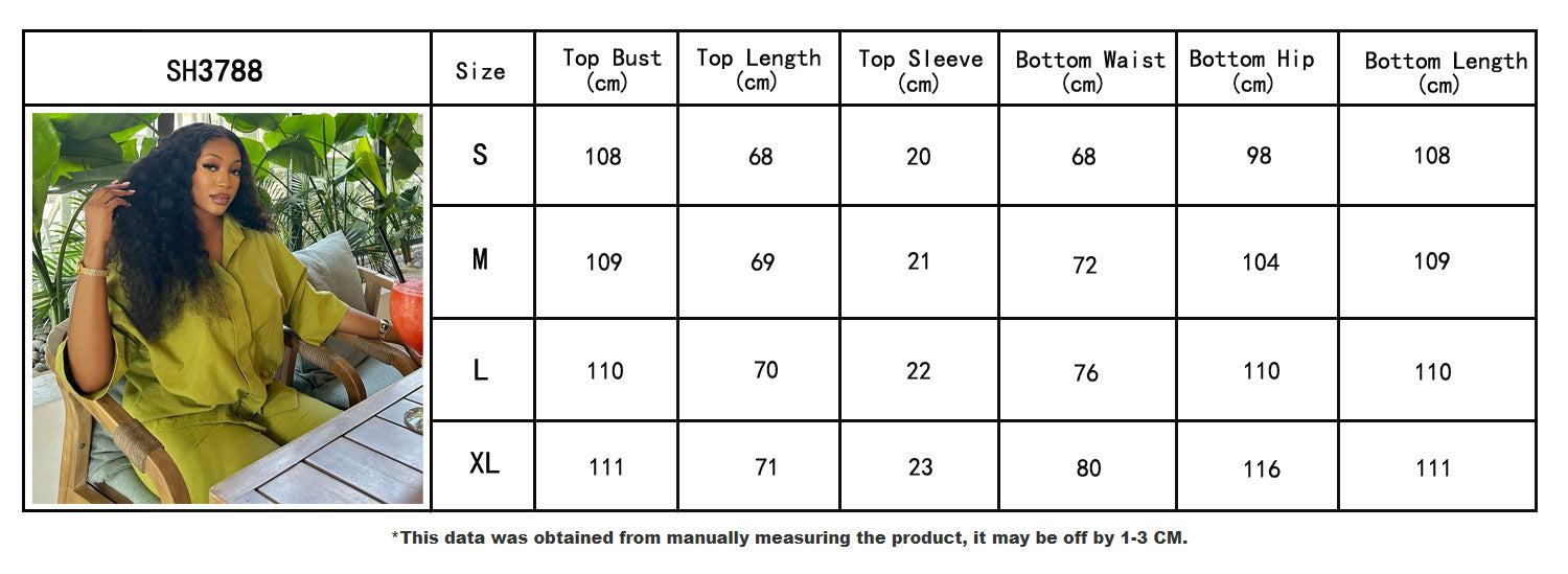 Plus Size Women summer solid African Top and long pants two-piece set 6