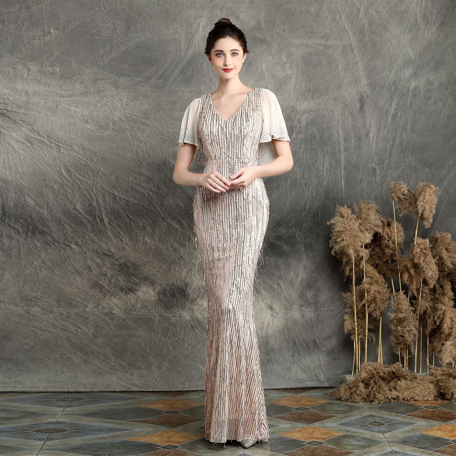 Fringed Sequin Fishtail Formal Party Elegant Chic Evening Dress for Formal Parties 12