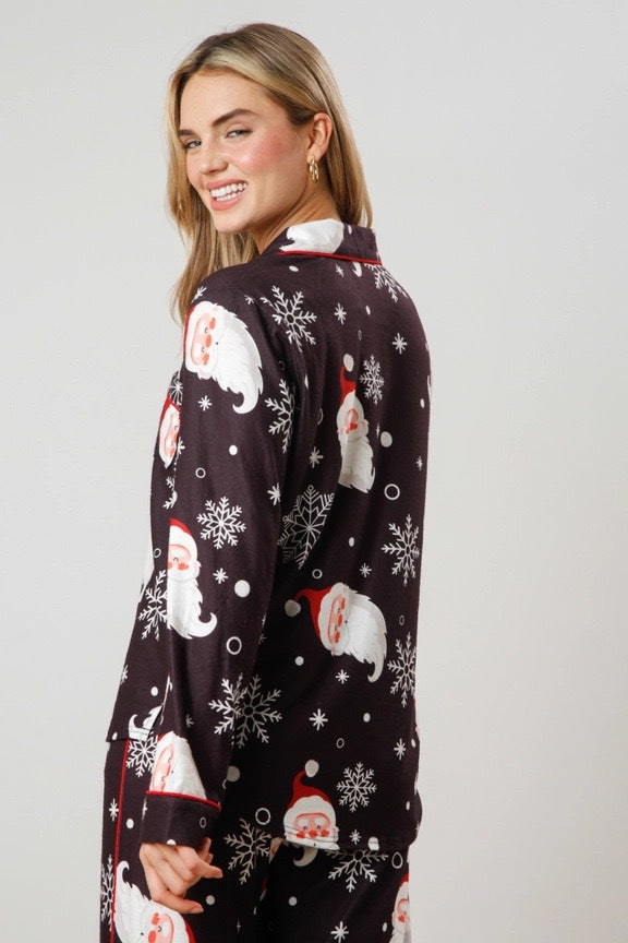 Christmas Women Printed Casual Long-Sleeve Top and Pajama Two-Piece Set 19