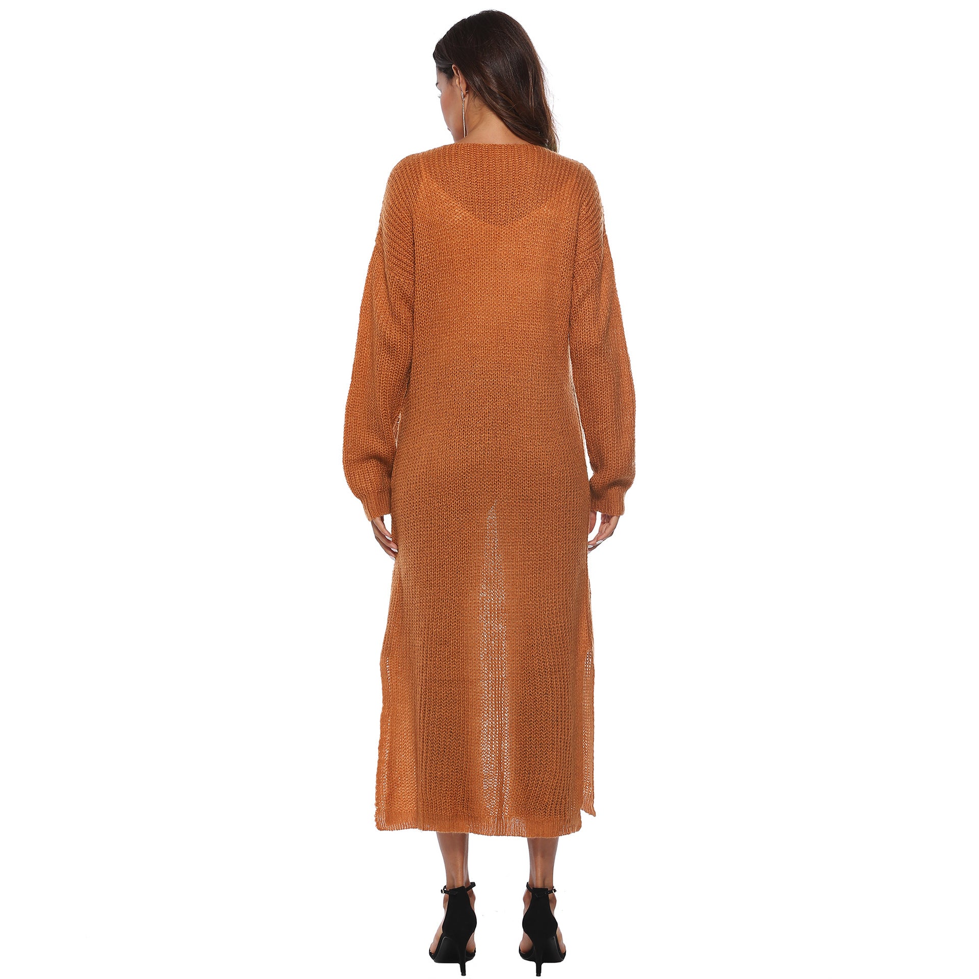 Women thin long coat with large pockets and slits 14