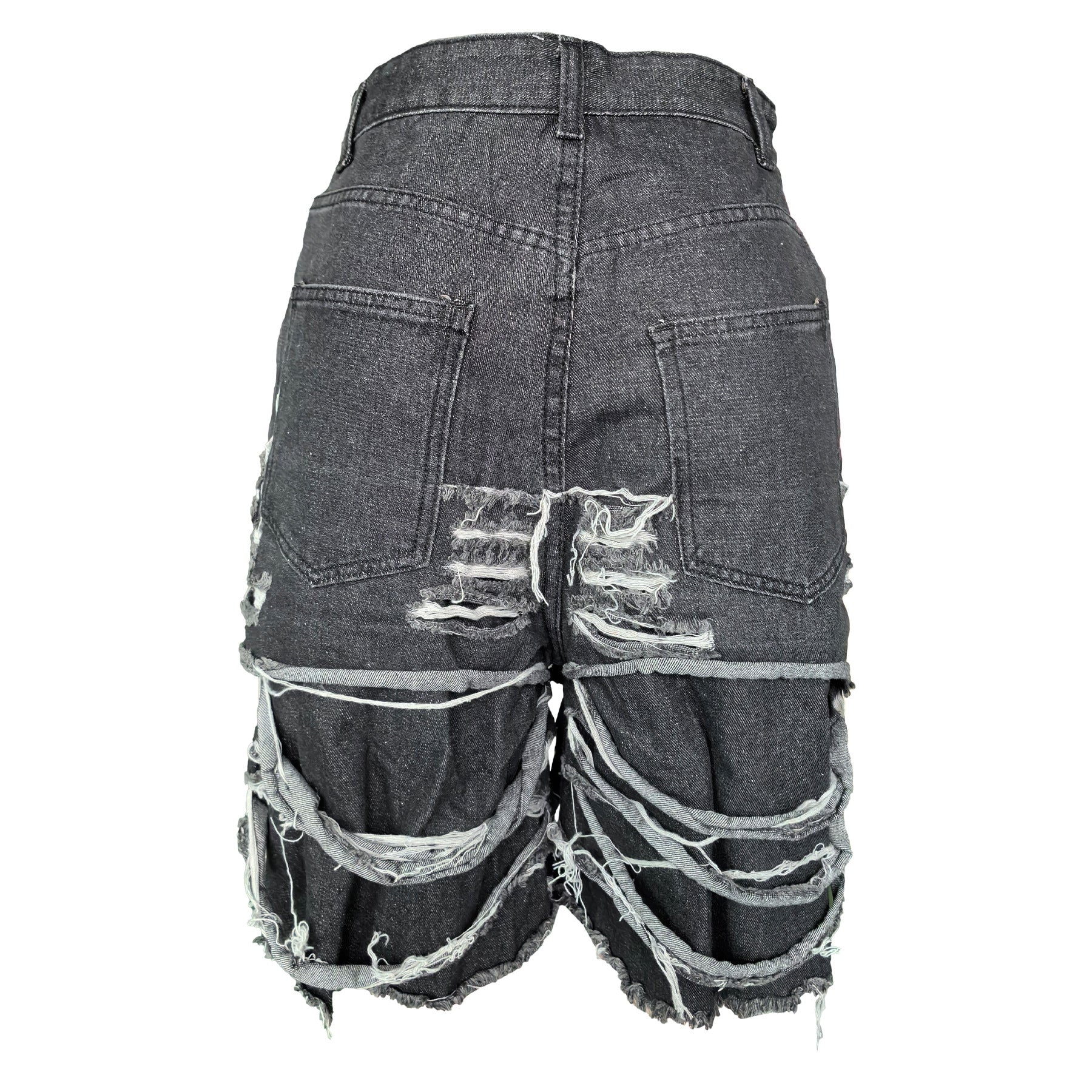 Women Pocket Ripped Knee-Length Denim Shorts 5