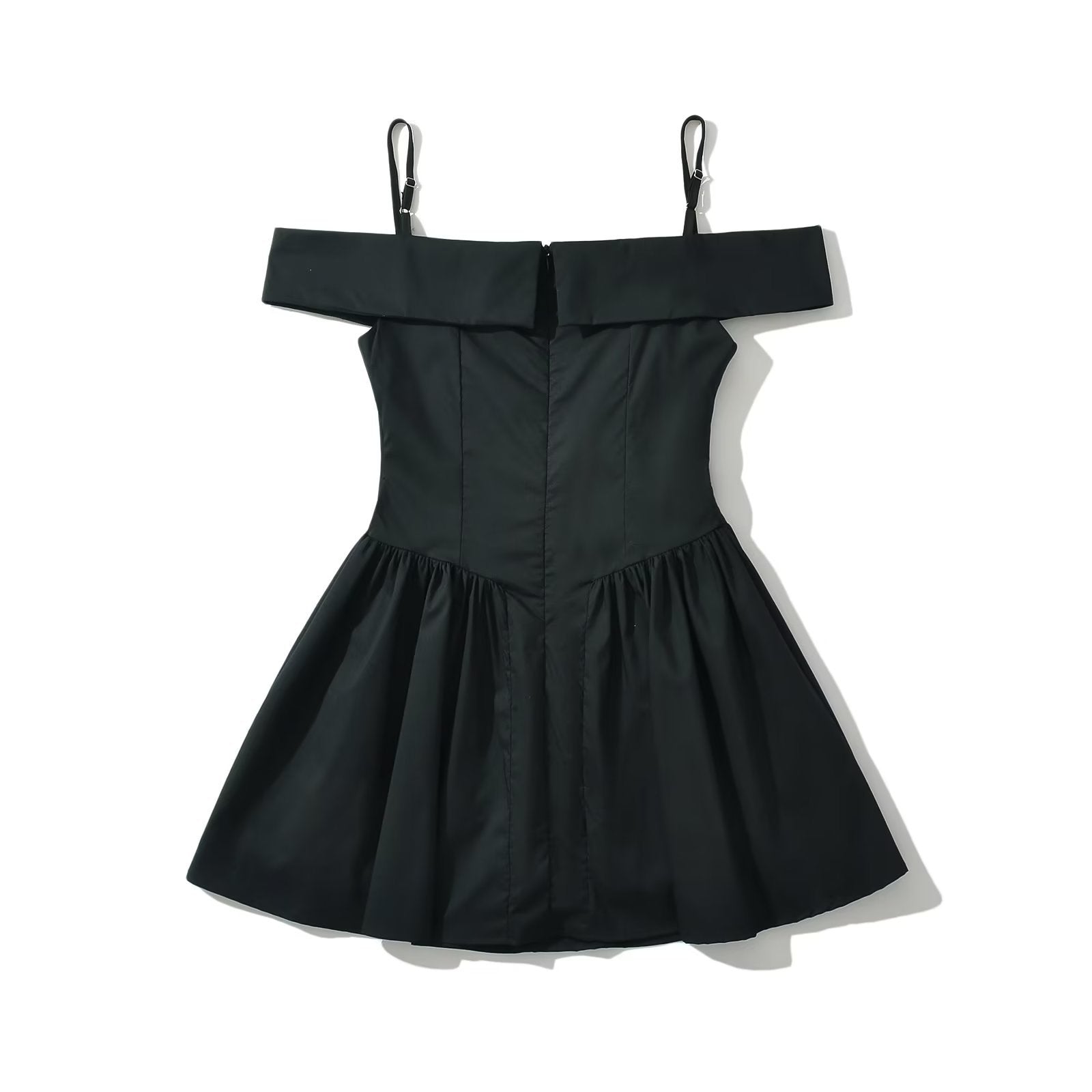 Winter Off Shoulder Slim Waist Solid Color Sexy Short Dress 24