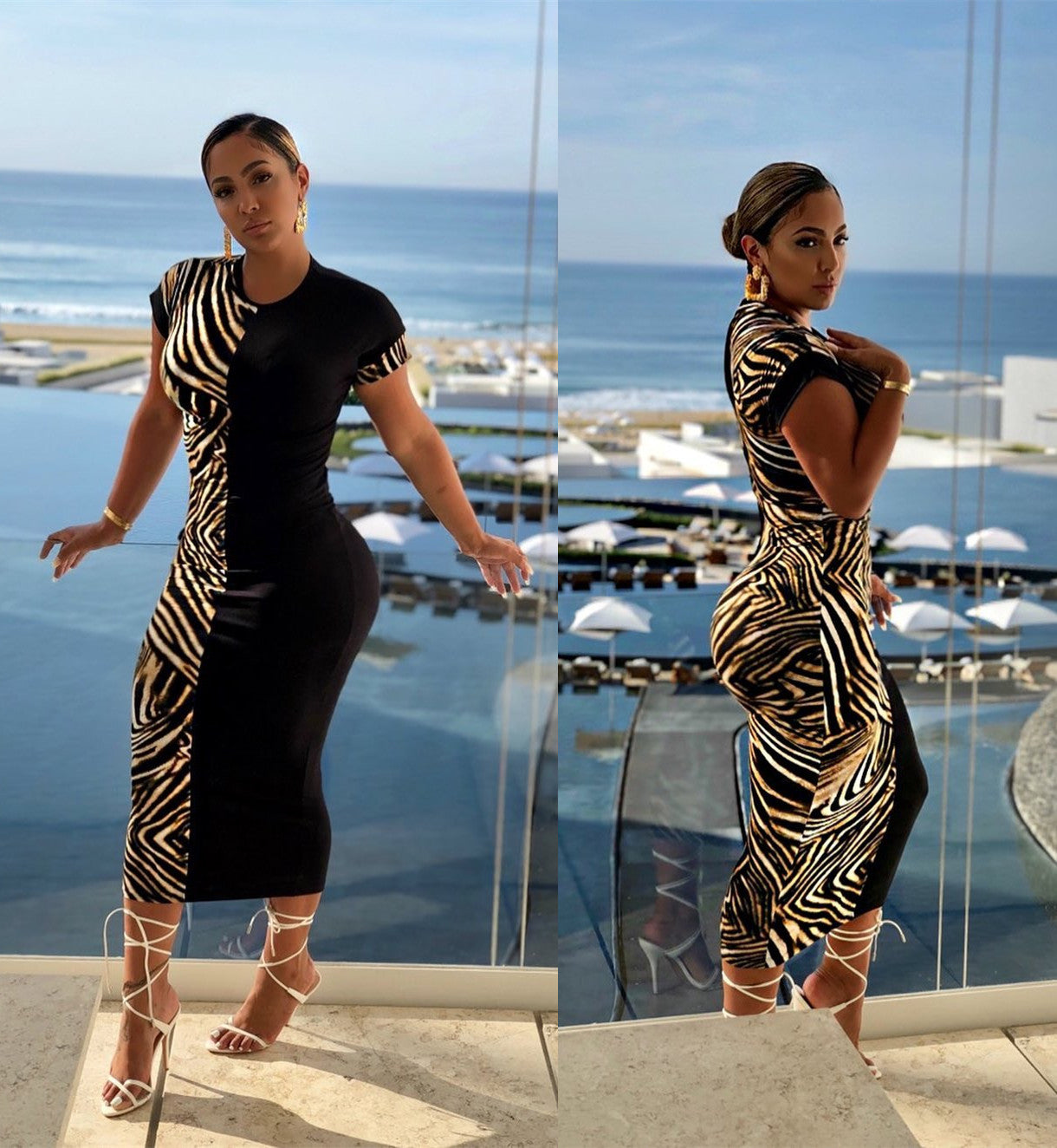 Women Printed Patchwork Dress 4