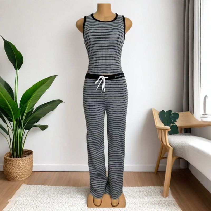 Women striped knitting tank top and pants two-piece set 3