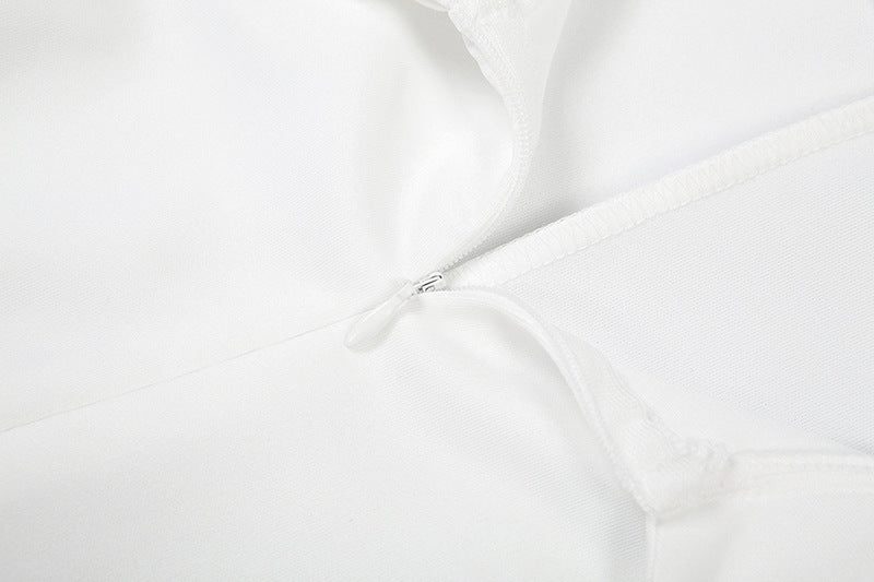 Autumn Women's Solid Color Chic Turndown Collar Slim Waist Lace-Up Zipper Long Sleeve Dress 22