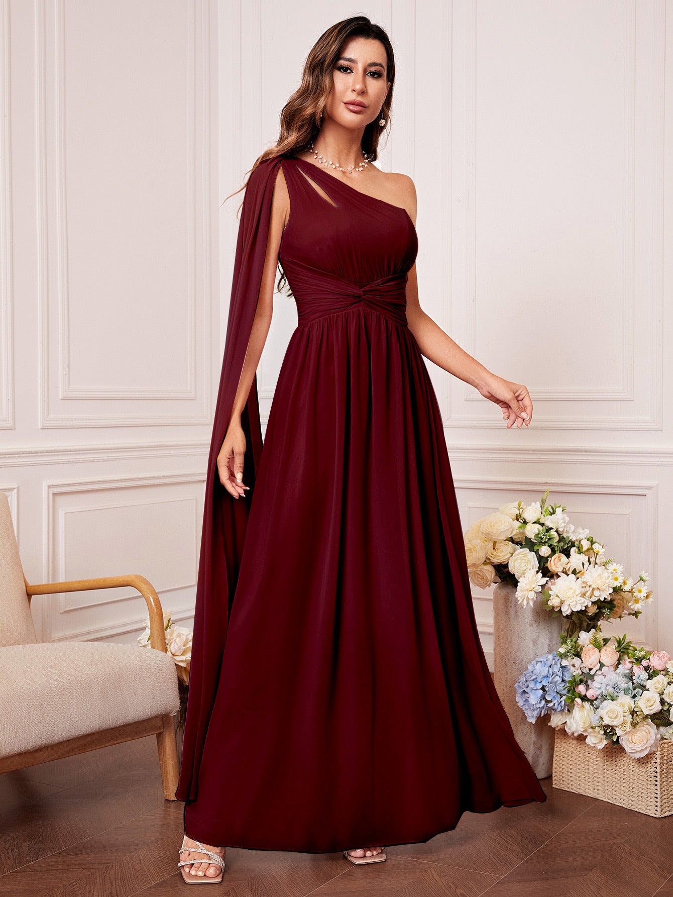Women Summer Slash Shoulder Evening Dress 8