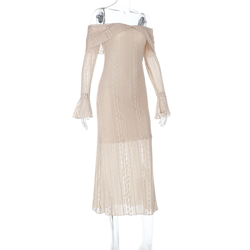 Women jacquard off-shoulder sexy fall bodycon maxi dress 8