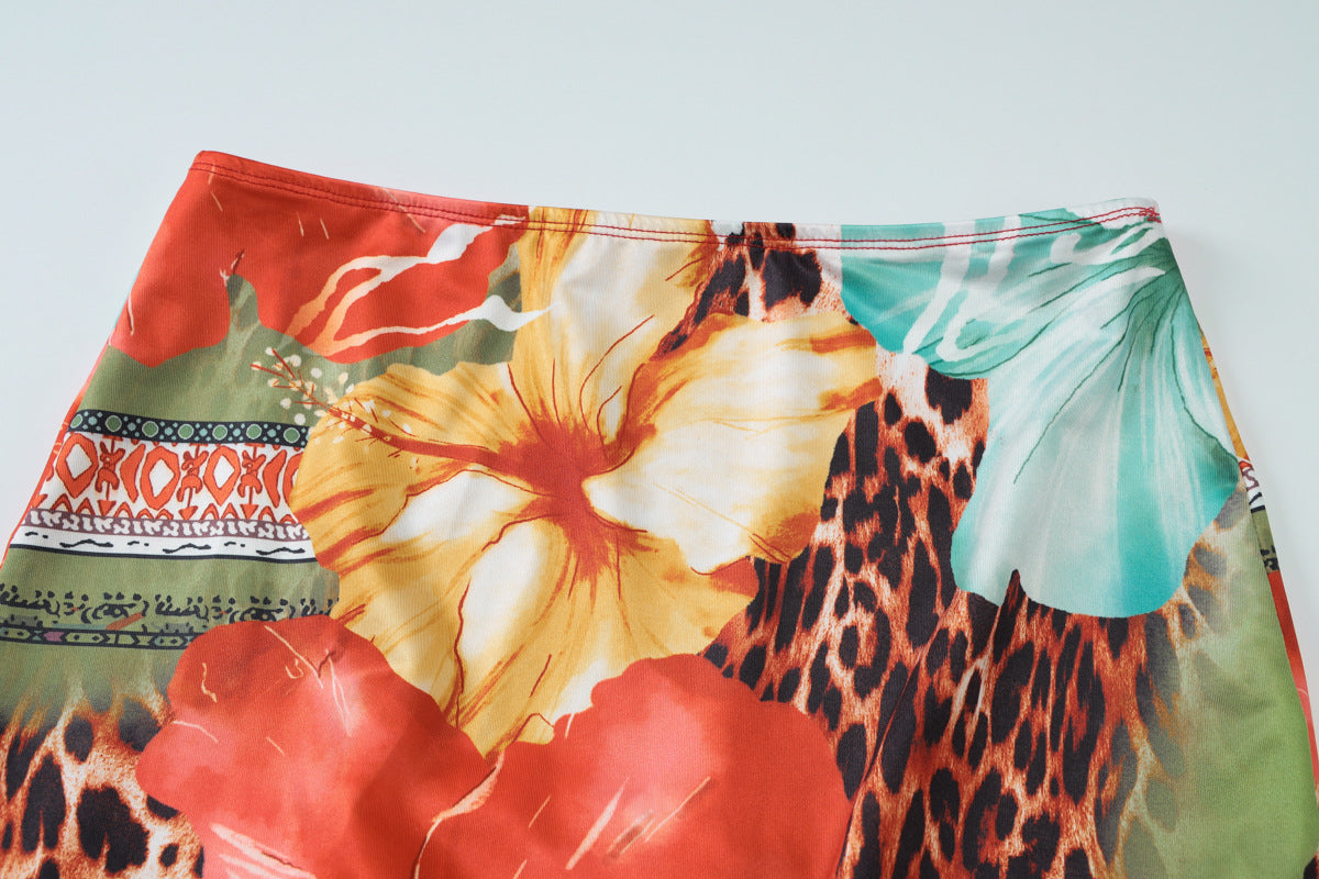 Women's summer sexy v-neck Halter Neck lace vest high waist skirt two-piece set 14