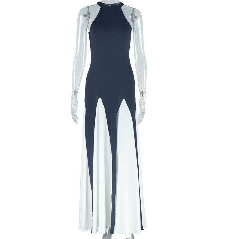 Women Sexy Round Neck Sleeveless Irregular Maxi Dress 9