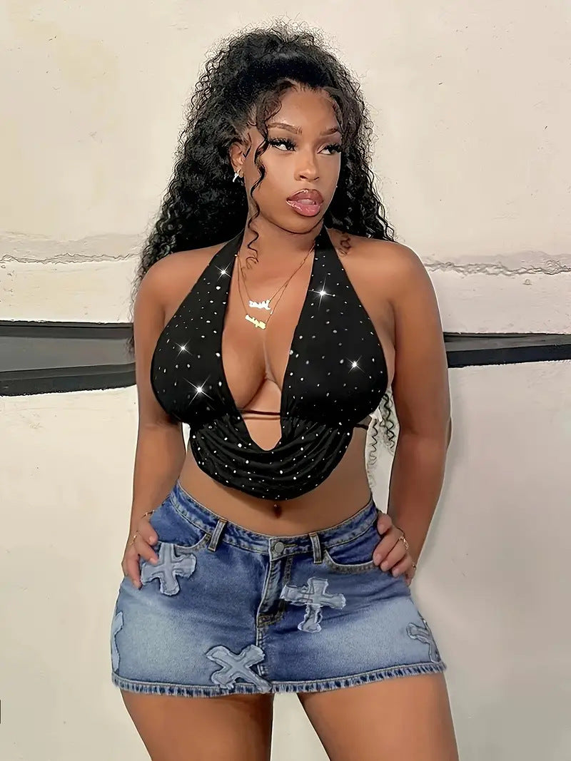 Women French-Slit Casual Summer Bodycon Denim Dress 3